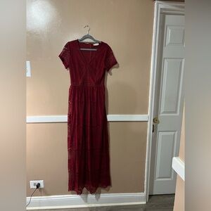 Altar'd State Red Lace Maxi Dress